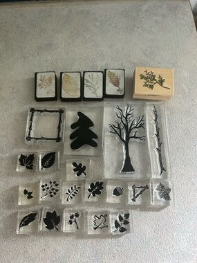 Vintage floral nature rubber stamps lot
